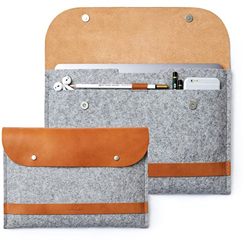 MacBook Sleeve Air M2 Case Pro 13 Inch Sleeve is Also Available for 13.3 14 16 Inch M2 M1 2021 2022 Laptop Sleeve MacBook Case Made of Genuine Vegetable Tanned Leather and Merino Wool Felt - CITYSHEEP