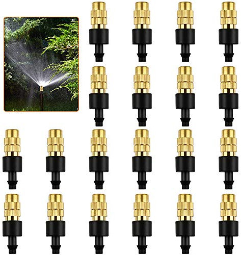 Brass Spray Nozzle 20 Pcs Adjustable Brass Spray Nozzle Head Sprinklers Atomizers for Irrigation Watering Gardens