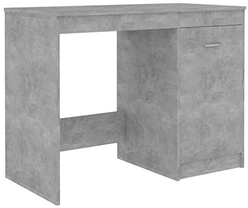 vidaXL Scrivania Mobile Porta PC Scrittoio Tavolo Lavoro per Computer Arredi Interni Casa Studio Ufficio Grigio Cemento 100x50x76 cm in Truciolato