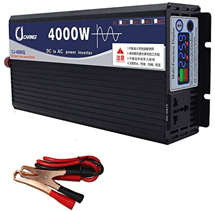 UNBQ Inversor de Corriente 600 W 1000 W 2000 W 3000 W 4000 W 5000 W 6000 W Onda sinusoidal Pura 48/60 V a 220 V Transformador con Enchufe y USB Dual para Coche, LCD, iPhone, iPad y Tableta