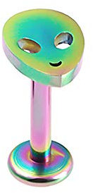 BlackAmazement 316L Edelstahl Labret Ohrstecker Tragus Helix Piercing Anker Alien Hanfblatt Kreuz Gecko Lizard Rosegold Silber Regenbogen Schwarz Herren Damen (Modell Alien - Farbe Regenbogen)