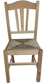 Sedia Silvana, in Legno Massello, Seduta Imbottita, Paglia o Massello, Ristorante Casa Cucina Sala da Pranzo Vari Colori Disponibili, 100% Made in Italy, Ordine Minimo 2 Pezzi (Naturale, Paglia)