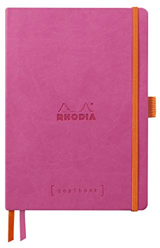 Rhodia 117809C - Notizheft Softcover Rhodiarama Goalbook DIN A5 (14,8x21 cm), 120 Blatt, DOT, Clairefontaine Papier Elfenbein 90g, 2 Lesezeichenbänder, Cover aus Kunstleder, Fuchsia, 1 Stück
