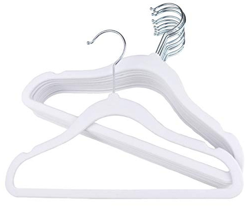 The Hanger Store 100 White Velvet Kids Coat Hangers for Clothes, Non-Slip