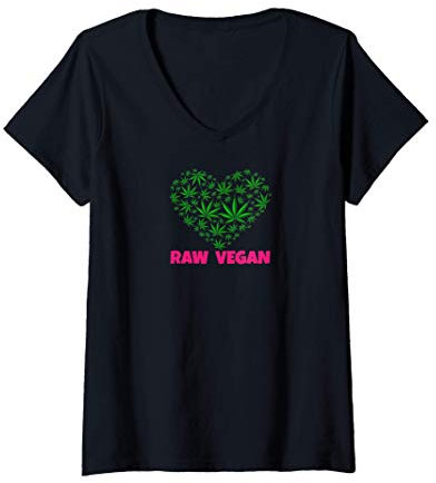 Damen Weed Gras Unkraut Marihuana Cannabis THC | 420 Raw Vegan T-Shirt mit V-Ausschnitt