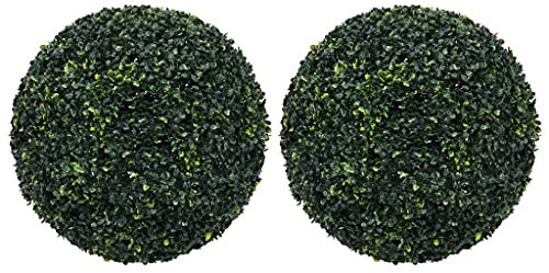 vidaXL 2X Buchsbaumkugel Künstlich Dekopflanze Buchskugel Kunstpflanze Buchsbaumkugeln Kunstbaum Zimmerpflanze Grünpflanze Deko 52cm
