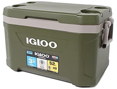 Igloo 60367 Sportsman Latitude 52 Cooler Box, Approx. 11.2 gal (49 L), Sportsman, Latitude, Outdoor, Camping, Leisure, Fishing, Green