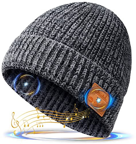 Mens Gifts Bluetooth Beanie Hat - Secret Santa Gifts for Men Women Teenagers Boys Girls Adults Christmas Stocking Fillers Music Knit Hat with Headphones Cool Stuff Tech Gifts Gadgets for Dad Him