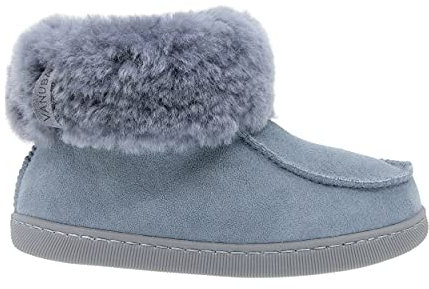 Vanuba Peppin – Hausschuhe aus Leder für Kinder Jungen & Mädchen mit Futter aus Schafwolle – Größe: 34, Farbe: Beige mit Weiß