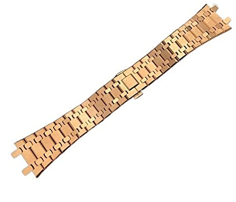 ZGHQHCDRH Black gold silver watchband 21mm 26mm Men women Stainless Steel Watch Band Bracelet For AP ROYAL OAK strap folding buckle