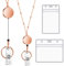 Outus Set Porte-Cartes Identité et Bobine Rétractable Porte-Clés Lanière Rétractable 2 Pcs Porte-Badge Identification Plastique Étanche Transparent et Collier Lanière Acier Inoxydable (Or Rose)