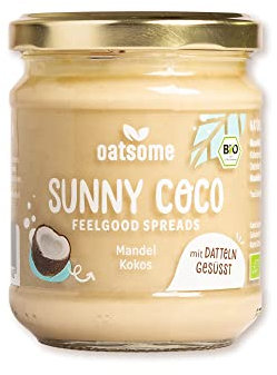 OATSOME® Sunny Coco | Feelgood Spread | Mandel & Kokos | Cremiges Nussmus | Vegan | Ohne Raffinierten Zucker & Ohne Palmöl | Bio & 100% Natürlich | Frühstück | 200g