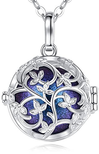 EUDORA Harmony Ball Collier Bola de Grossesse pour Femme Enceinte, Collier Arbre de Vie Pendentif bola Mexicain pour Femme, Cadeau pour Future mère Bijoux, chaîne 114 cm + 76cm