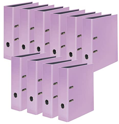 Original Falken 10er Pack PastellColor-Ordner. Made in Germany. 8 cm breit DIN A4 Pastell-Farbe Flieder-Lila Ringordner Aktenordner Briefordner Büroordner Plastikordner Schlitzordner Motivordner