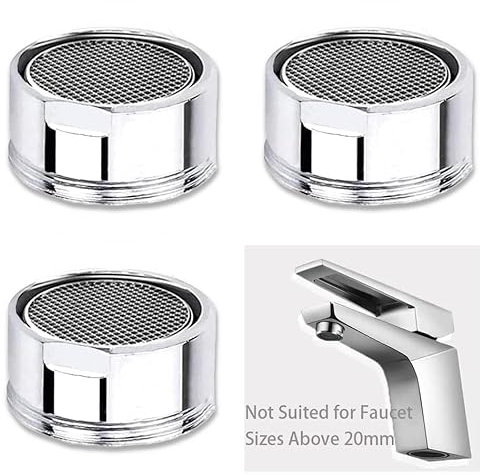 Mousseur Robinet M20, 3 Pièces Aerateur Robinet Economie D'eau Avec Filtre en Acier Inoxydable, Aérateur de Filtre a Eau Robinet(20mm Filetage mâle)