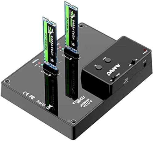 MAIWO K3016P2 Clone M.2 NVME/AHCI Dockingstation mit 2 Einschüben, NVME/AHCI Duplikator für USB 3.2, mit Offline-Klonfunktion