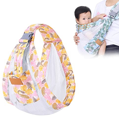 CaCaCook Baby Tragetuch, Atmungsaktive Babytrage Neugeborene, Verstellbare 3D Mesh Babytragen Babytragetücher Tragetuch Wickeln mit Dicken Schultergurten und Tasche Neugeborene