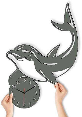 Namofactur Wanduhr Delfin Geschenke Delphin aus Holz I Geschenk Wohnzimmer Kinderzimmer