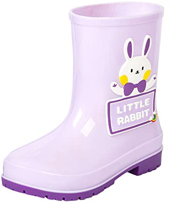 Stivali di gomma per bambini, per bambini, per attività all'aperto, ragazzi, in gomma, impermeabili, antiscivolo, da pioggia, da giardino, viola., 35