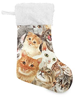 ODAWA Weihnachtsstrümpfe Katze hängende Strümpfe Heimdekoration Weihnachtsstrümpfe für Familie Urlaub Party Weihnachtsdekoration 45 cm