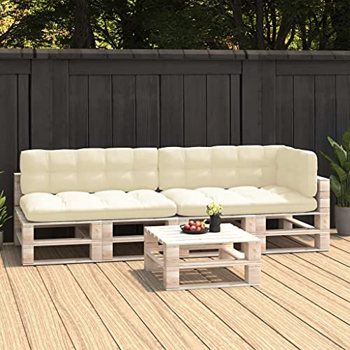 lvssiao Palettensofa-Auflagen 5 STK. Creme Gartenbankauflage,halbes Palettenkissen Loungekissen Garten Kissen Indoor Outdoorkissen