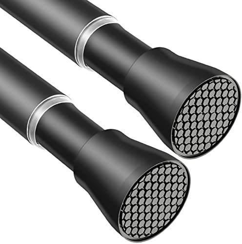 AIZESI 2 Stück Gardinenstange ohne Bohren 70-120cm Schwarz Teleskopstange Vorhang, Verstellbare Gardinenstange, Vorhangstange Klemmstange(22mm Durchmesser)