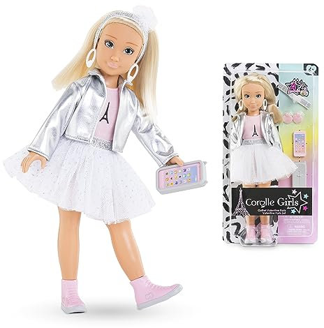 Corolle Girls Valentine Paris Fashion, Ankleidepuppe im Pariser Fashion Week Look und 4 Teile, Vanilleduft, 28cm, ab 4 Jahre