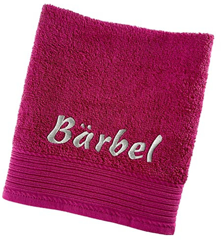 Schnoschi Handtuch mit Namen oder Wunschtext Bestickt, personalisiertes Duschtuch, individuelles Badetuch, Saunatuch oder Gästehandtuch mit Initialen, 100% Baumwolle, 50 x 100 cm pink