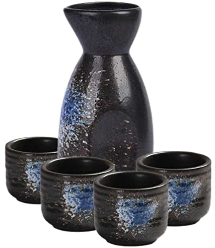Veemoon 1satz Elegantes Japanisches Sake Set Aus Keramik Dekorativer Sake Kessel Mit Bechern Für Partys Besonderen Anlässen Stilvolles Trinkgeschirr Für Und Spirits