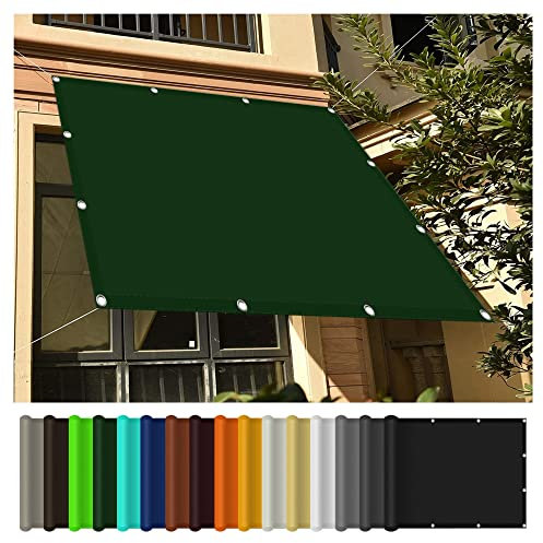 Sonnensegel Sonnenschutz 4.5 x 7 m, Segeltuch Pergola 98% UV Schutz mit Ösen und Befestigungsseile für Garten, Terrasse und Balkon, Dunkelgrün