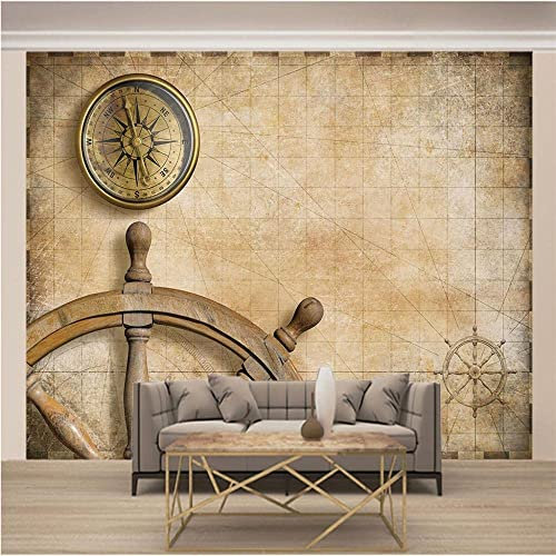 COJIC 3D Selbstklebende Wandtapete Maritime Retro-Navigation Wandkunst Kinderzimmer Restaurant Bar Shop Wohnzimmer Schlafzimmer Wand Poster Dekoration Tapete Wandbild 140 (Breite) x 70 (Höhe) cm