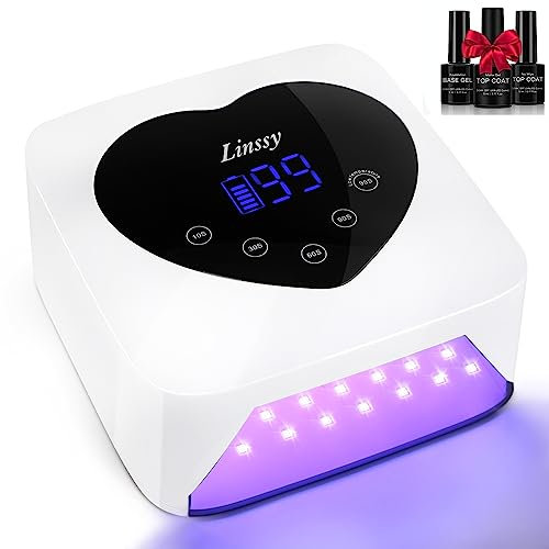 Linssy UV Nail Lamp,Cordless UV Led Nail Lamp 54W Rechargeable Nail Dryer with 4 Timer Setting,Professional Nail Light