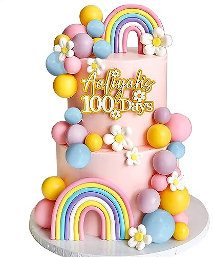 35 Stück Groovy Cake Toppers Boho Cake Topper Hippie Party Dekorationen mit Blume Regenbogen Kugeln für Mädchen Geburtstag Party Boho Groovy Party Supplies (Stil 2)