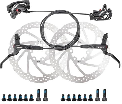 MTB Hydraulische Scheibenbremse Set, Aluminiumlegierung Doppelkolbenbremse mit 160mm Scheibenbremsscheiben für Fahrrad Rennrad Mountainbike BMX (Vorne Links, Rechts Hinten)