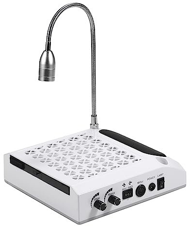 Layhou Aspirateur Ongle Avec Lampe, Aspirateur Professionnel Pour Ongles Et Maison, 80 W Aspirateur Ongle Puissant Avec Lampe, Aspirateur Manucure, Aspiration Réglable, Nail Dust Collector (Blanc)