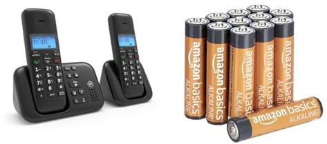 BT 3960 Cordless Landline House Phone with Nuisance Call Blocker, Digital Answer Machine, Twin Handset Pack & Amazon Basics AAA Alkaline Batteries, High-Performance, 10-Year Shelf Life, 12-Pack