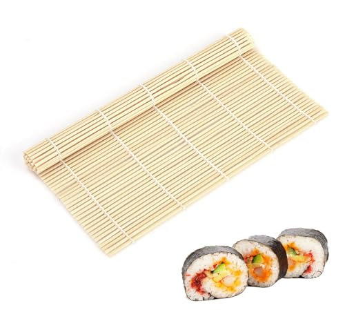 XKSOCT 1 Stück Bambusmatte für Sushi, Natürliche Bambusrolle für Maki Sushi, Handgefertigt aus hochwertigem natürlichem Bambus, Kleberfrei