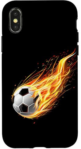 Hülle für iPhone X/XS Fußball Flammen brennende Kinder Jungen Fußballspieler