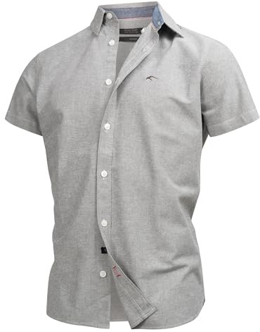 Indicode Herren INKenner Kurzarm-Hemd aus 100% Baumwolle mit Kentkragen | Klassisches Kurzarmhemd aus Baumwolle mit weicher Qualität, Herrenhemd, Sommerhemd, Freizeithemd, Baumwollhemd für Männer