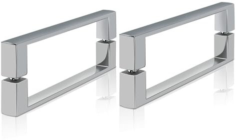 CKB 2 Paar Duschtürgriff, 145 mm Griffe Duschtür, passend für 5-8 mm Glas, Verchromt Dusche Türgriff, Geeignet für Duschtüren, Glastüren, Schiebetüren und Anschlagtüren