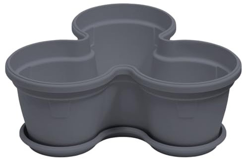 Engelland 1x Blumentopf, Säulentopf, Pflanzturm, Hochbeet, Pflanztopf-Kübel mit Untersetzer, stapelbar, widerstandsfähig, Kunststoff, für Außenbereich, 11 Liter, Farbe: Anthrazit