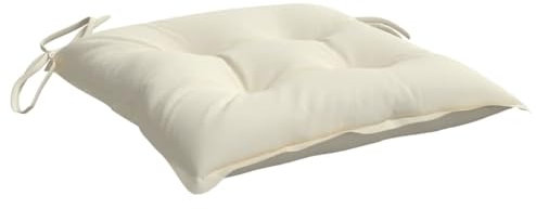 vidaXL Lot de 6 Coussins de Chaise, Galette de Siège avec Jeux de Cordes, Coussin d'Extérieur Imperméable, Blanc Crème 40x40x7 cm Tissu Oxford