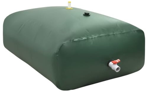 vidaXL Wassertank mit Wasserhahn, Regenwassertank mit Wasserschläuchen, Regentonne für die Aufbewahrung von Nichttrinkwasser, Faltbar Grün 2100L PVC
