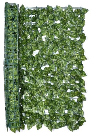 Haie artificielle - Fausse haie pour clôture - Rouleau de treillis en rotin avec fausses feuilles - Brise-vue pour balcon - Clôture de jardin anti-décoloration pour balcon, terrasse, portail et