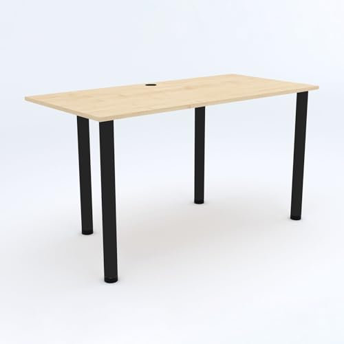 AKKE Bureau Gaming Table Gamer Meuble 100 x 60 cm Réglable en Hauteur De 3 cm PCV Laminé Métal érable
