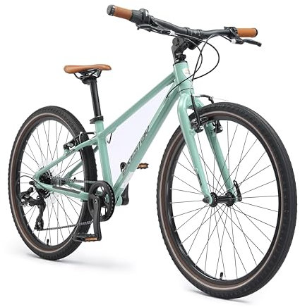 BIKESTAR Leichtgewicht 9 kg Kinder Jugend Fahrrad Aluminium ab 8-9 Jahre | 24 Zoll 8 Gang Shimano Schaltung Ultra Leicht | Grün