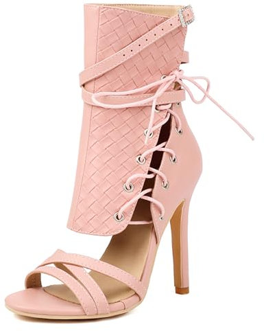 Donna Tacco a Spillo Alla Schiava Sandals Peep Toe Tacco Alto Stivaletti Cordoncino Moda Sandals, T87136Vz Rosa Numero 40.5 EU/42Cn