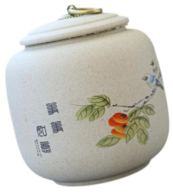 perfk Keramikdose mit Deckel, Teedose aus Porzellan,Teedosentee für Losen Tee,Tee-Aufbewahrungsbehälter für Gewürze, Pulver, Nüsse, Lotus Blatt, Persimmon