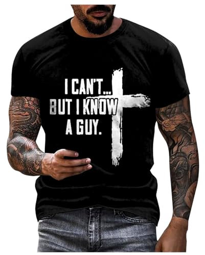 Herrenmode Lässiges Kurzarm-Pullover-T-Shirt Bedrucktes Oberteil Tanktop T-Shirt Rundhals Herren Loose-Fit T-Shirt (Black-f, XXL)