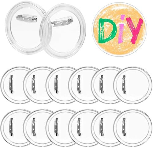 Buttons Selber Machen, 15 Stück Buttons Anstecker, Transparente DIY Ansteckbuttons Set Buttons Selber Machen ohne Buttonmaschine für Foto Bild Kleidung(60mm)